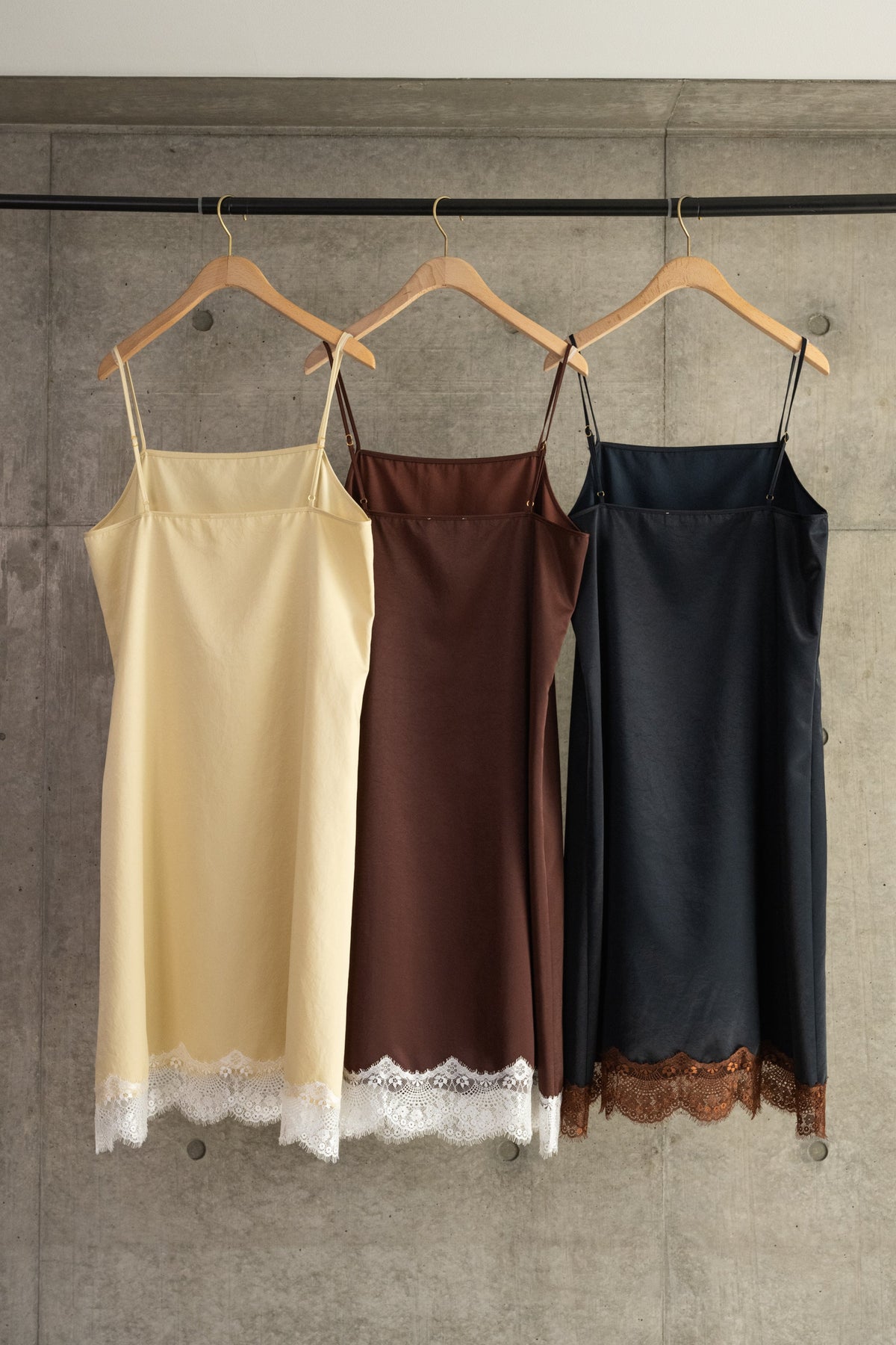 Recycle Satin Lace Trim Dress
