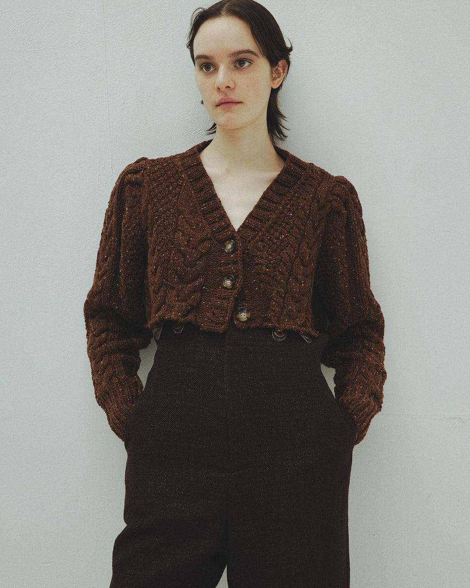 2024SS ウーア Uhr Cable Short Cardigan ケーブル ショート カーディガン F/グレー 羽織り クロップド ニット【2400014394382】 Cable Short Cardigan – Uhr Online store