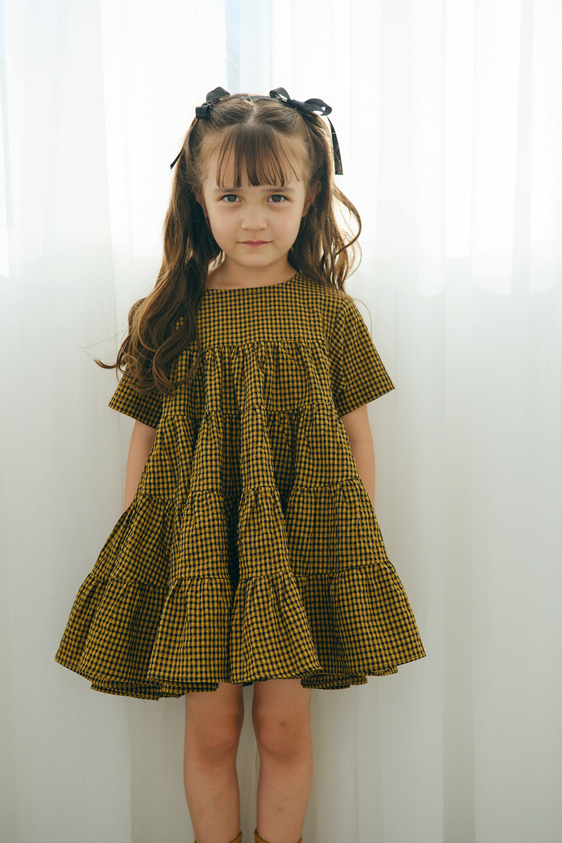 美品　uhr Checkered Tiered Dress 1-2y 1_9748eb32-71ad-4344-b81a-