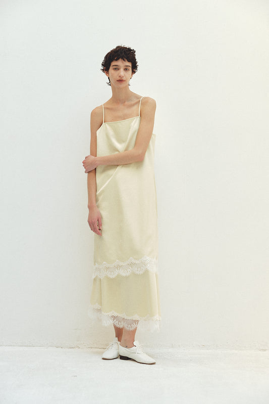 Recycle Satin Lace Trim Skirt