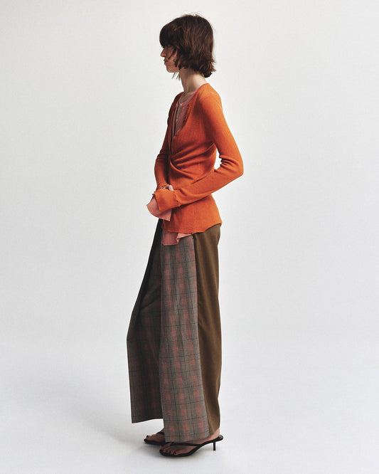 Patchwork Front Tuck Pants