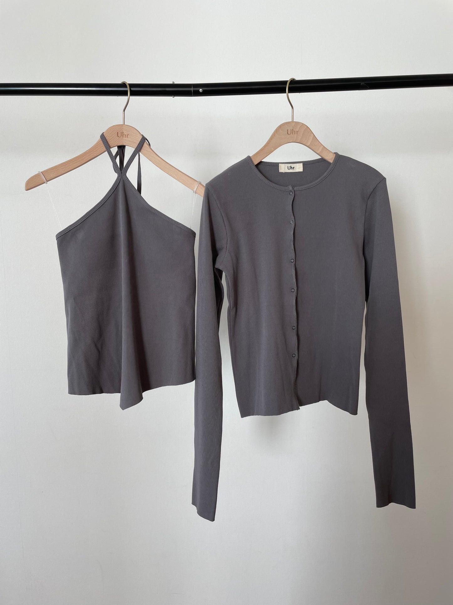 Rib Halterneck Tops & Cardigan