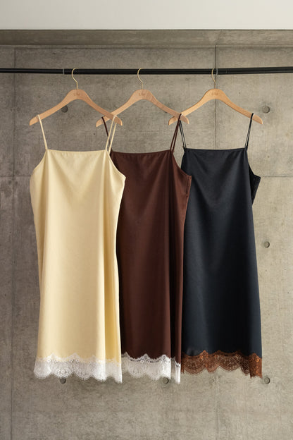 Recycle Satin Lace Trim Dress