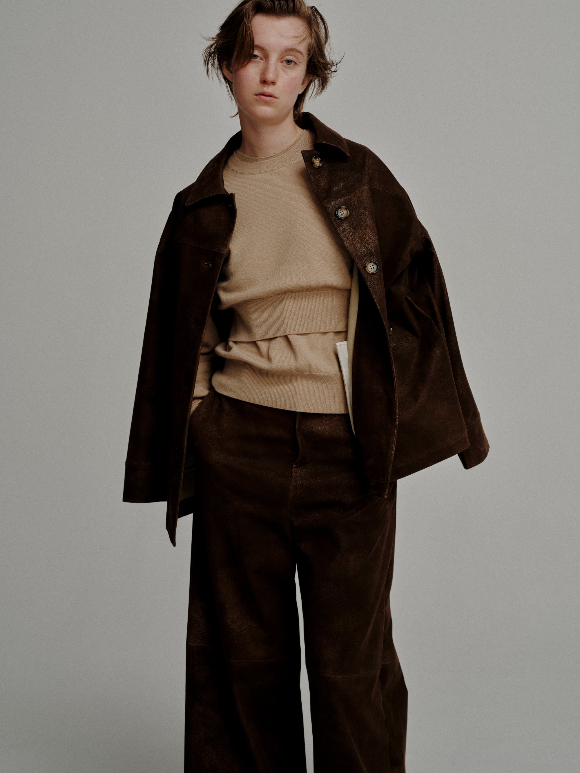 最終限定値下げ Uhr ウーア Fake Suede Jacket Khaki Outer – Uhr Online store