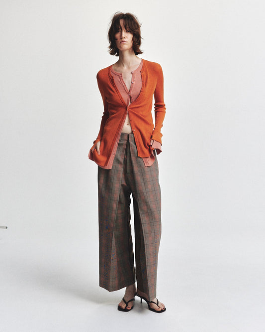 Patchwork Front Tuck Pants