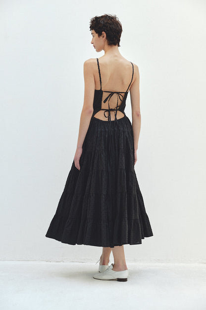 Back Open Dot Tiered Dress