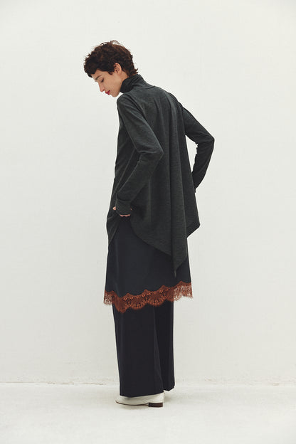 Recycle Satin Lace Trim Dress