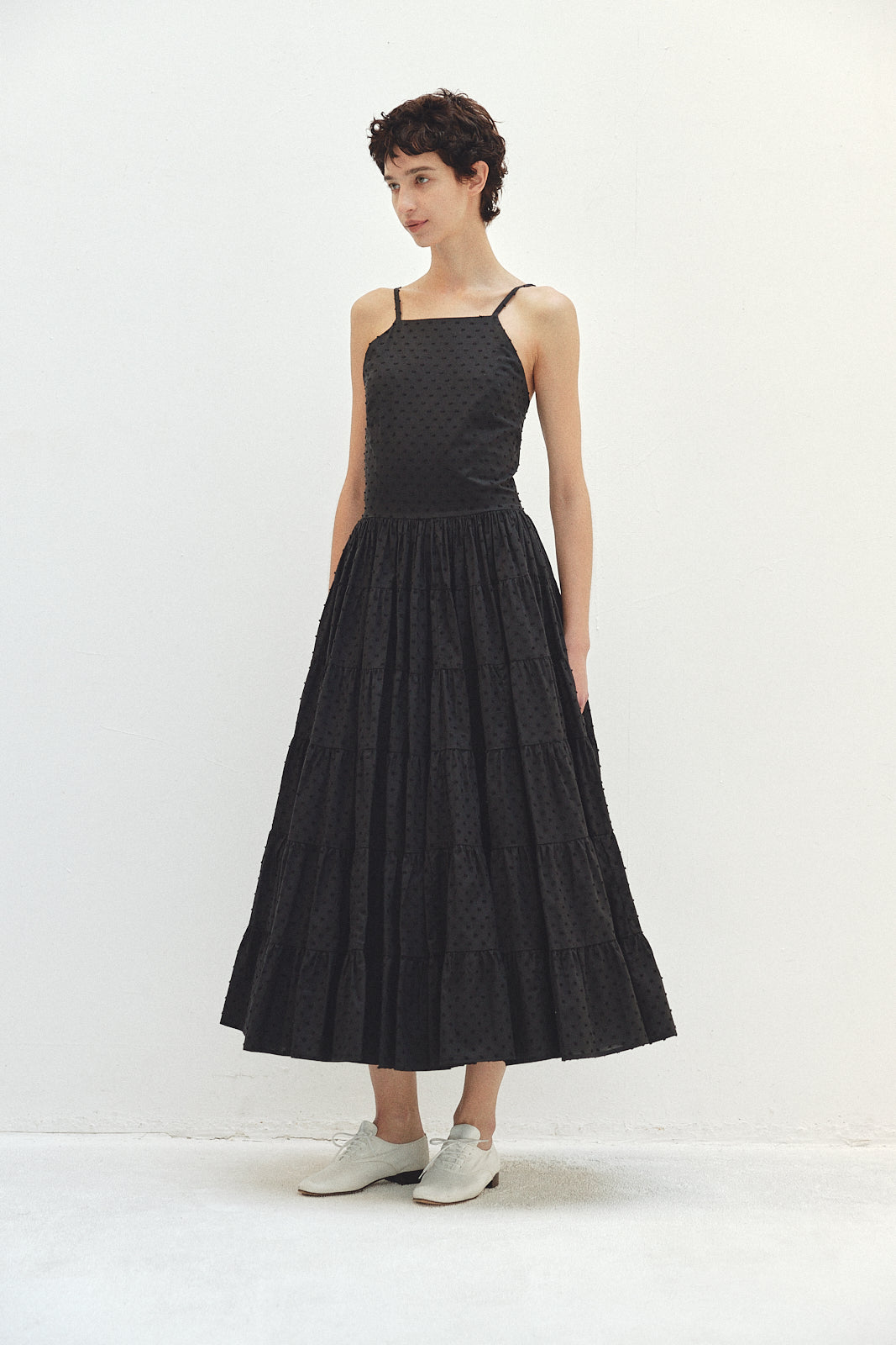 Back Open Dot Tiered Dress