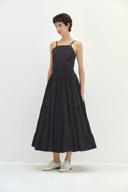 Back Open Dot Tiered Dress