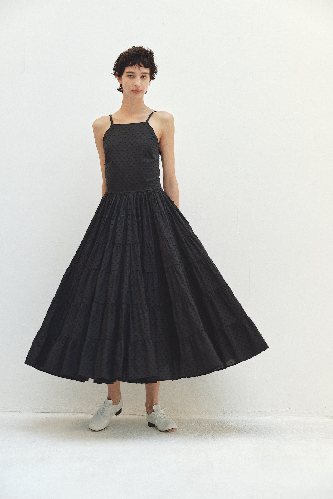 Back Open Dot Tiered Dress