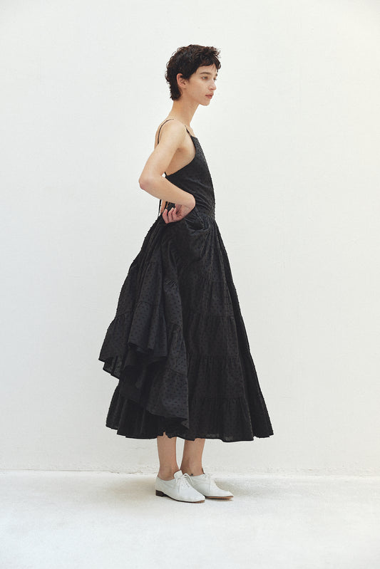 Back Open Dot Tiered Dress