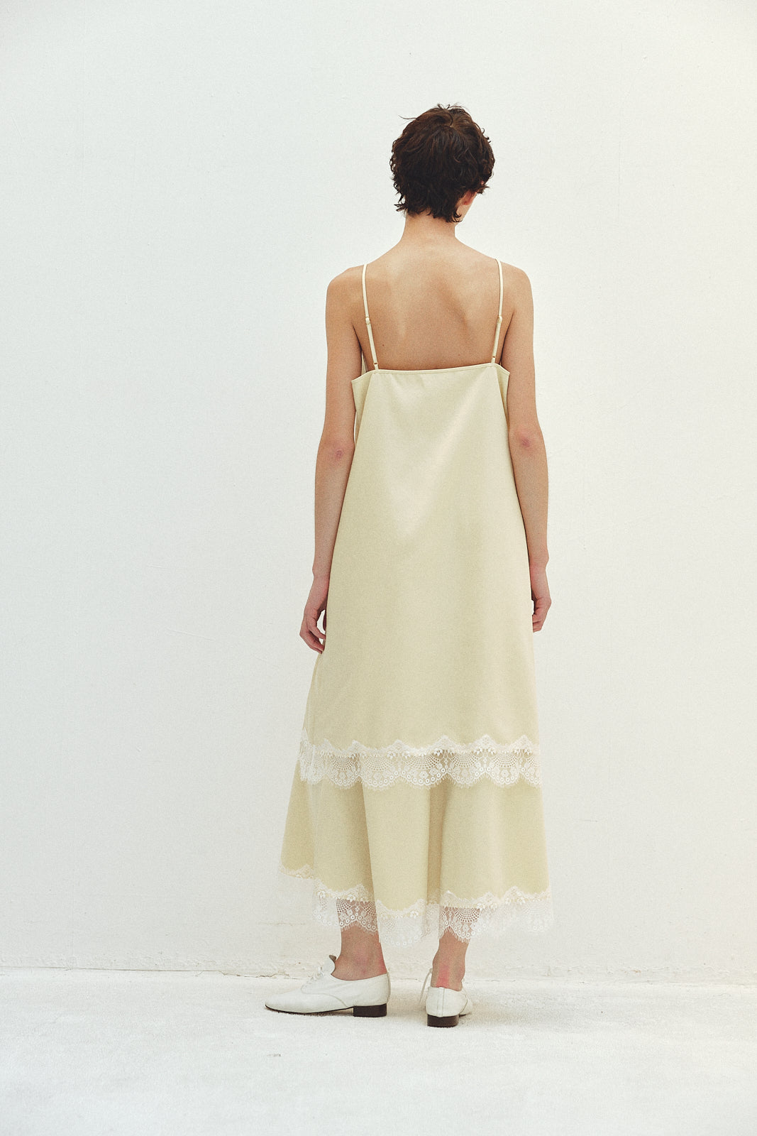 Recycle Satin Lace Trim Dress