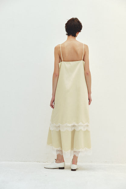 Recycle Satin Lace Trim Dress