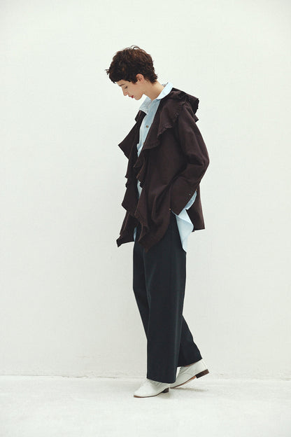 Cotton Silk Ruffle Frill Shirt