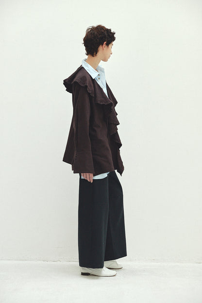 Cotton Silk Ruffle Frill Shirt