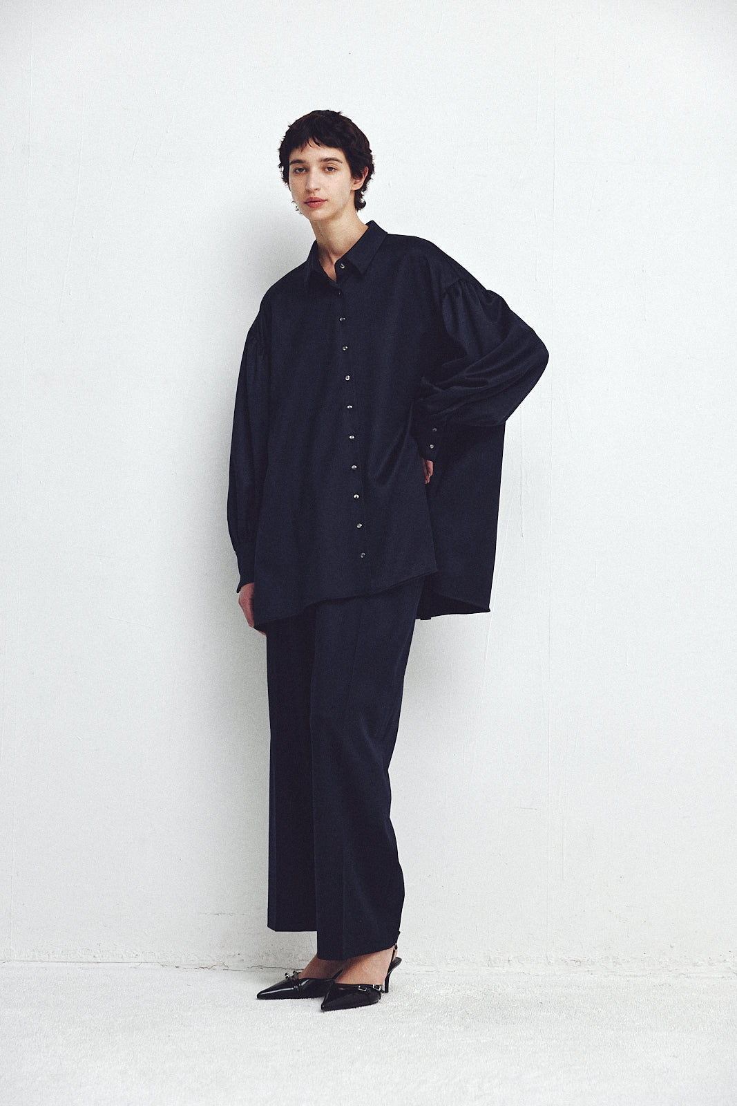 Wool Satin Volume Shirt