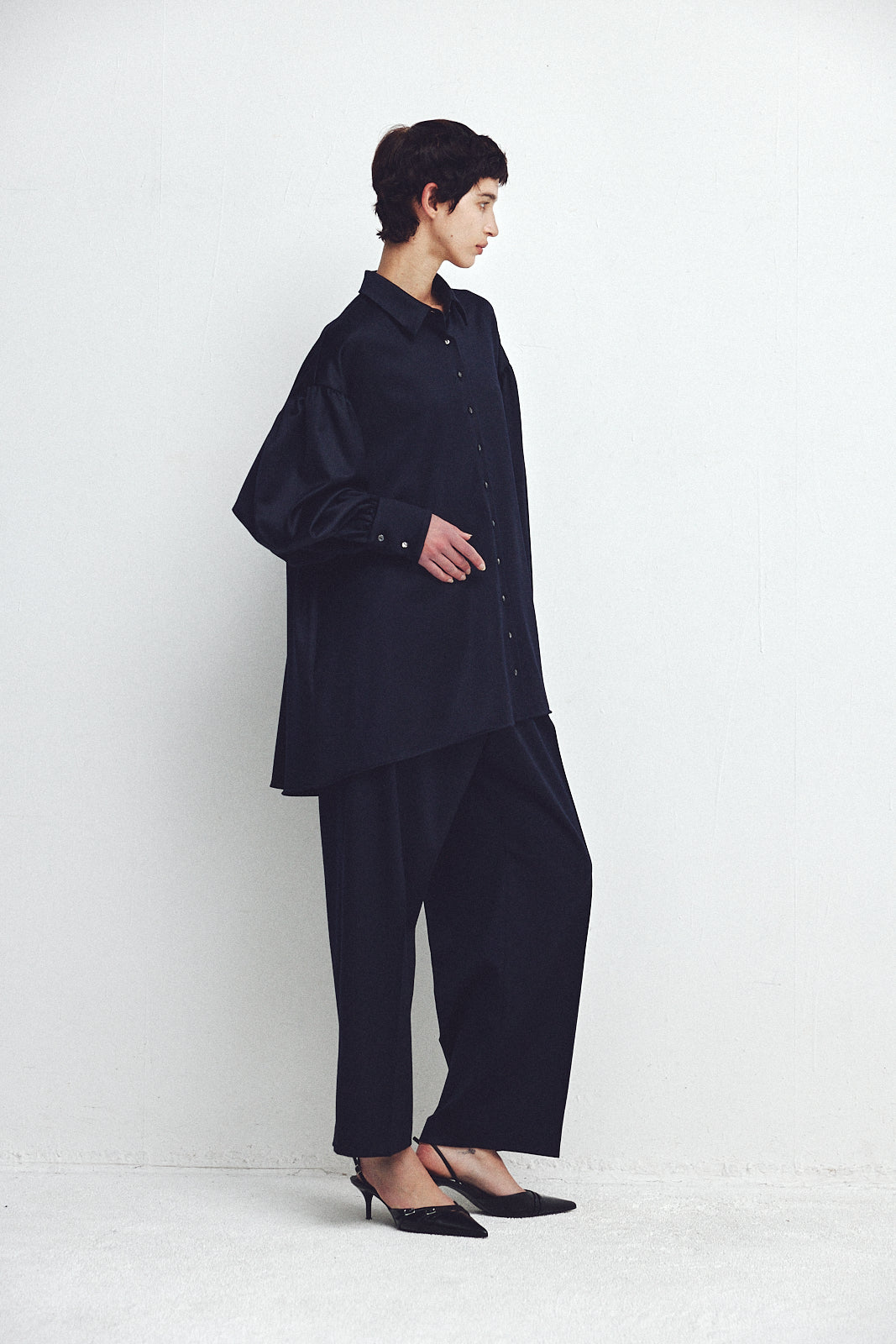 Wool Satin Volume Shirt