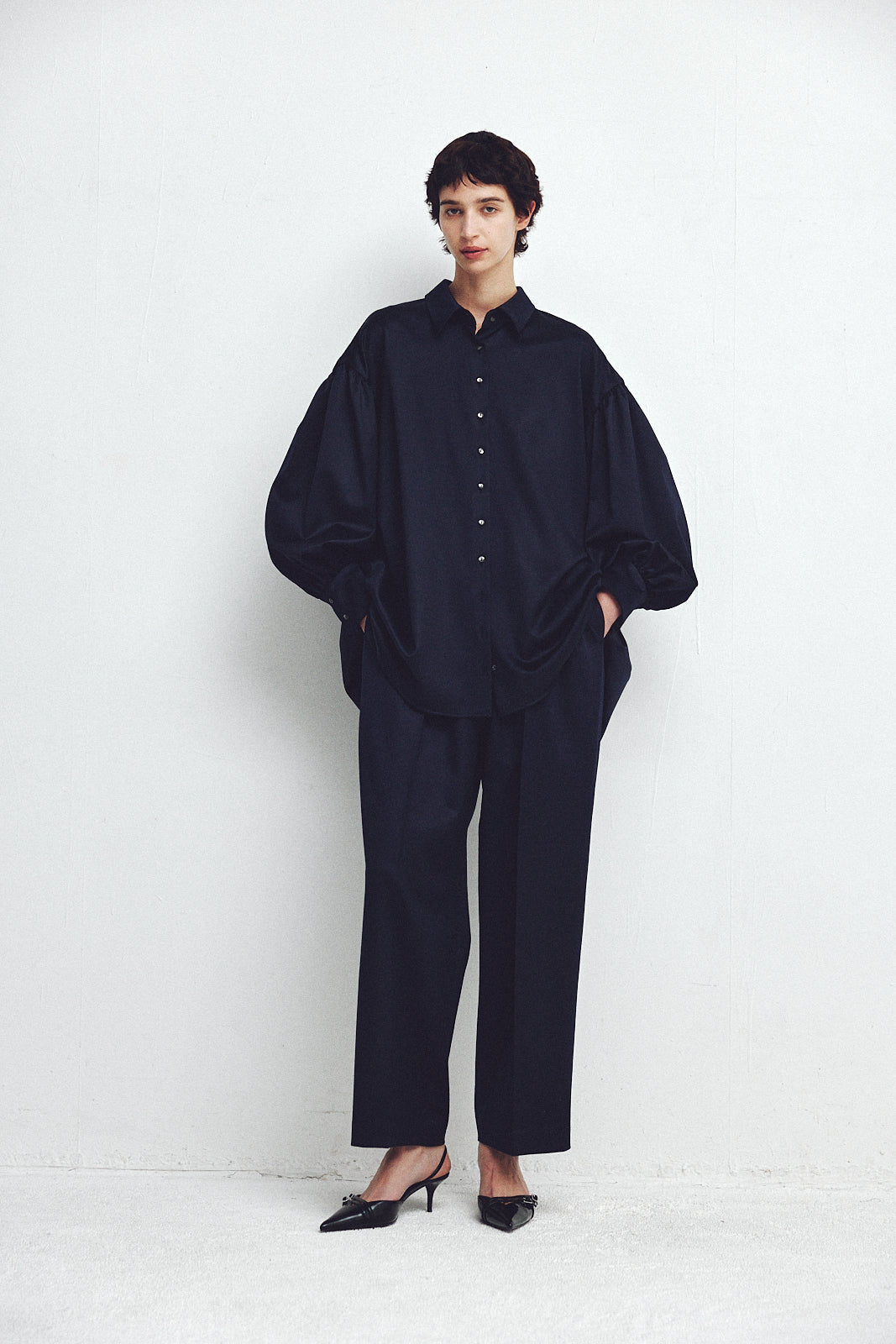 Wool Satin Volume Shirt