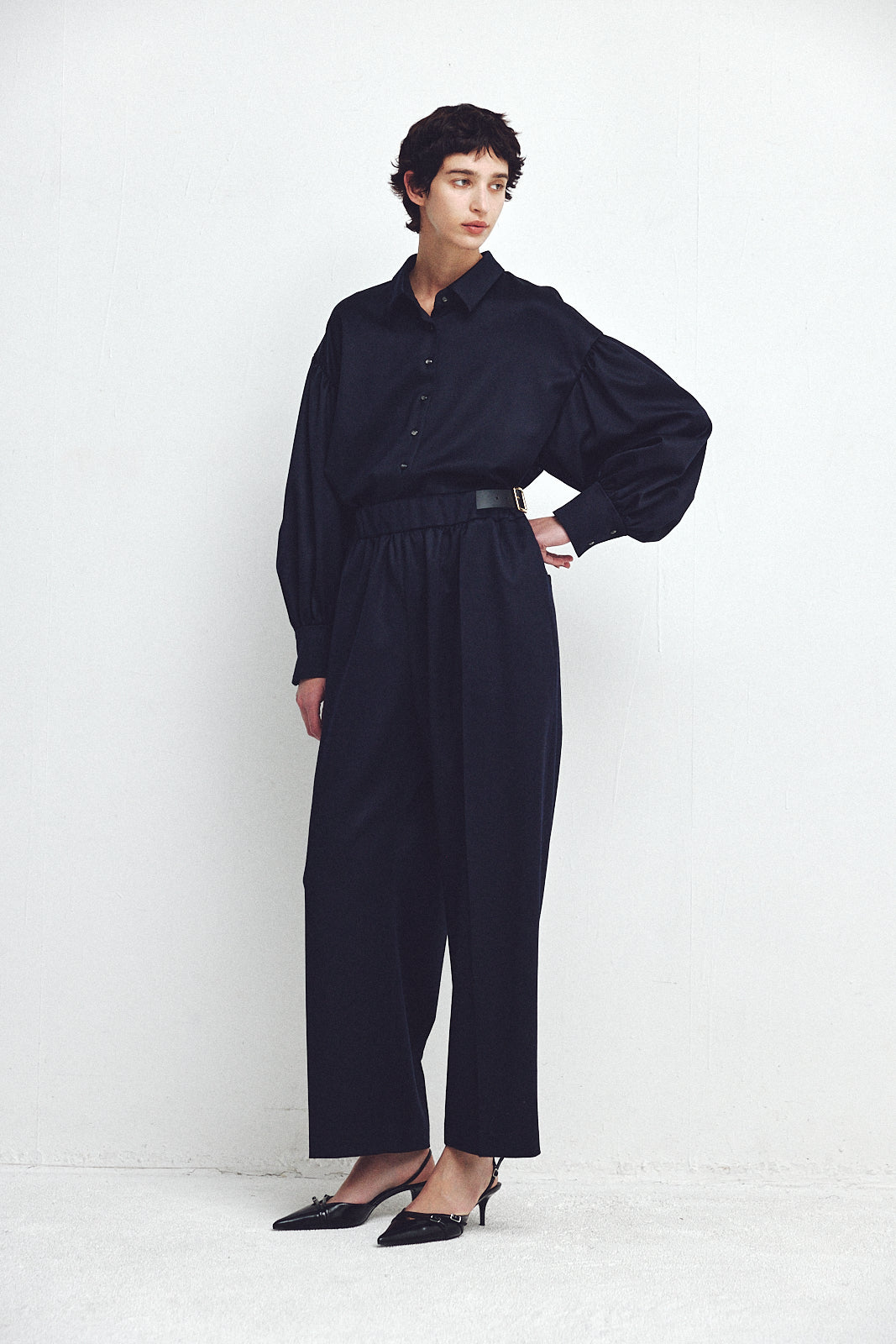 Wool Satin Volume Shirt
