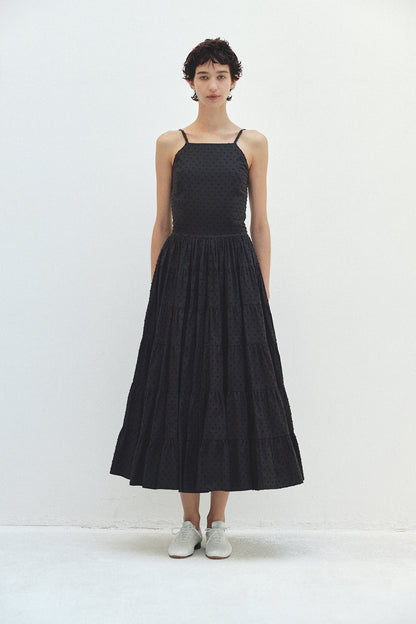 Back Open Dot Tiered Dress