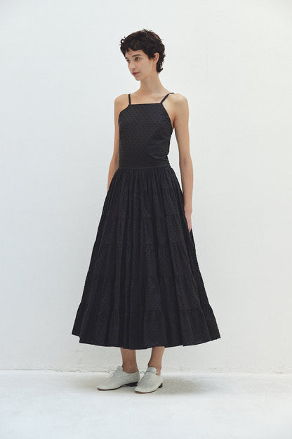 Back Open Dot Tiered Dress