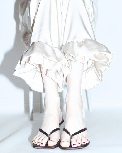 Satin Ruffle Hem Pants