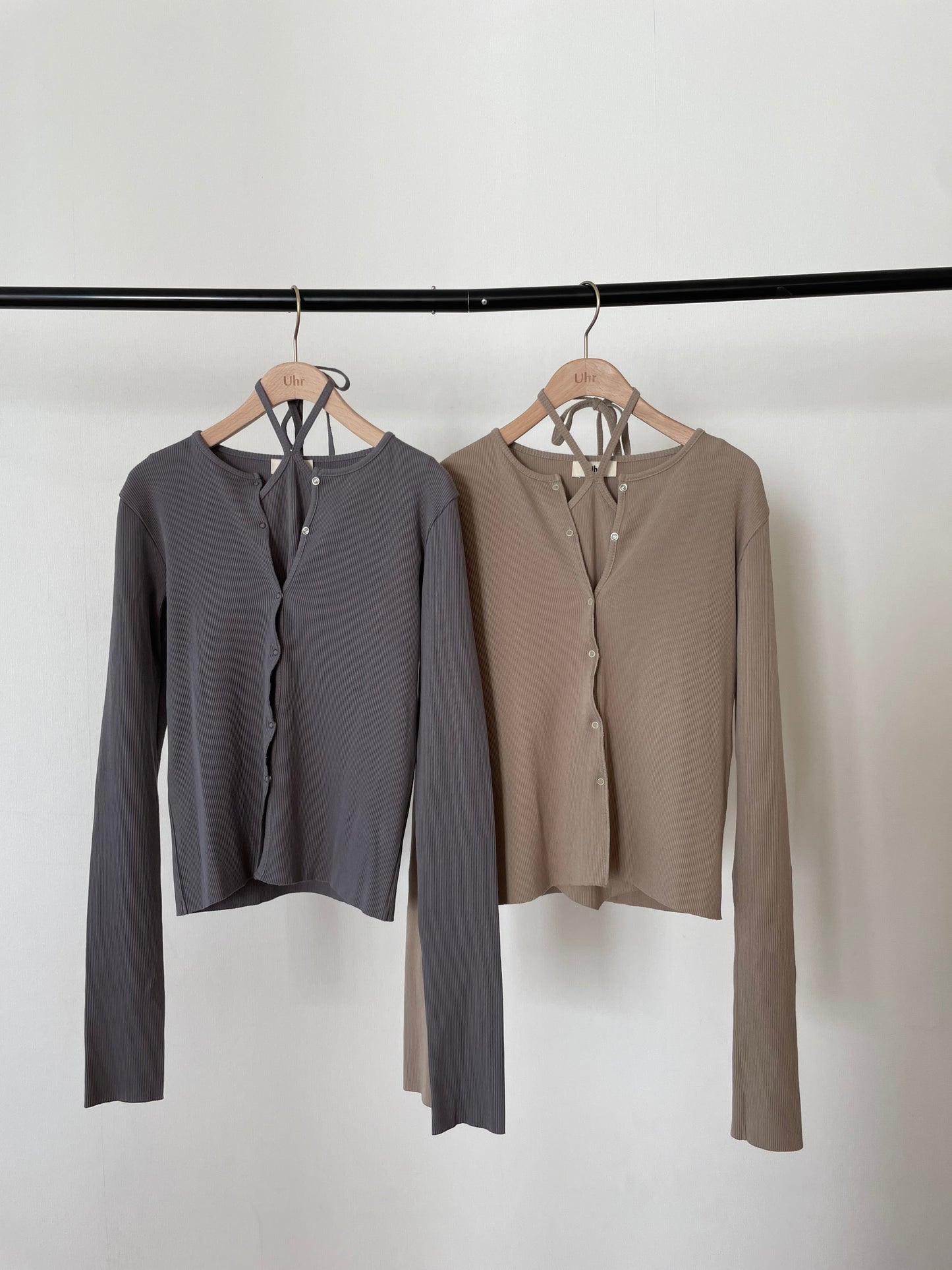 Rib Halterneck Tops & Cardigan