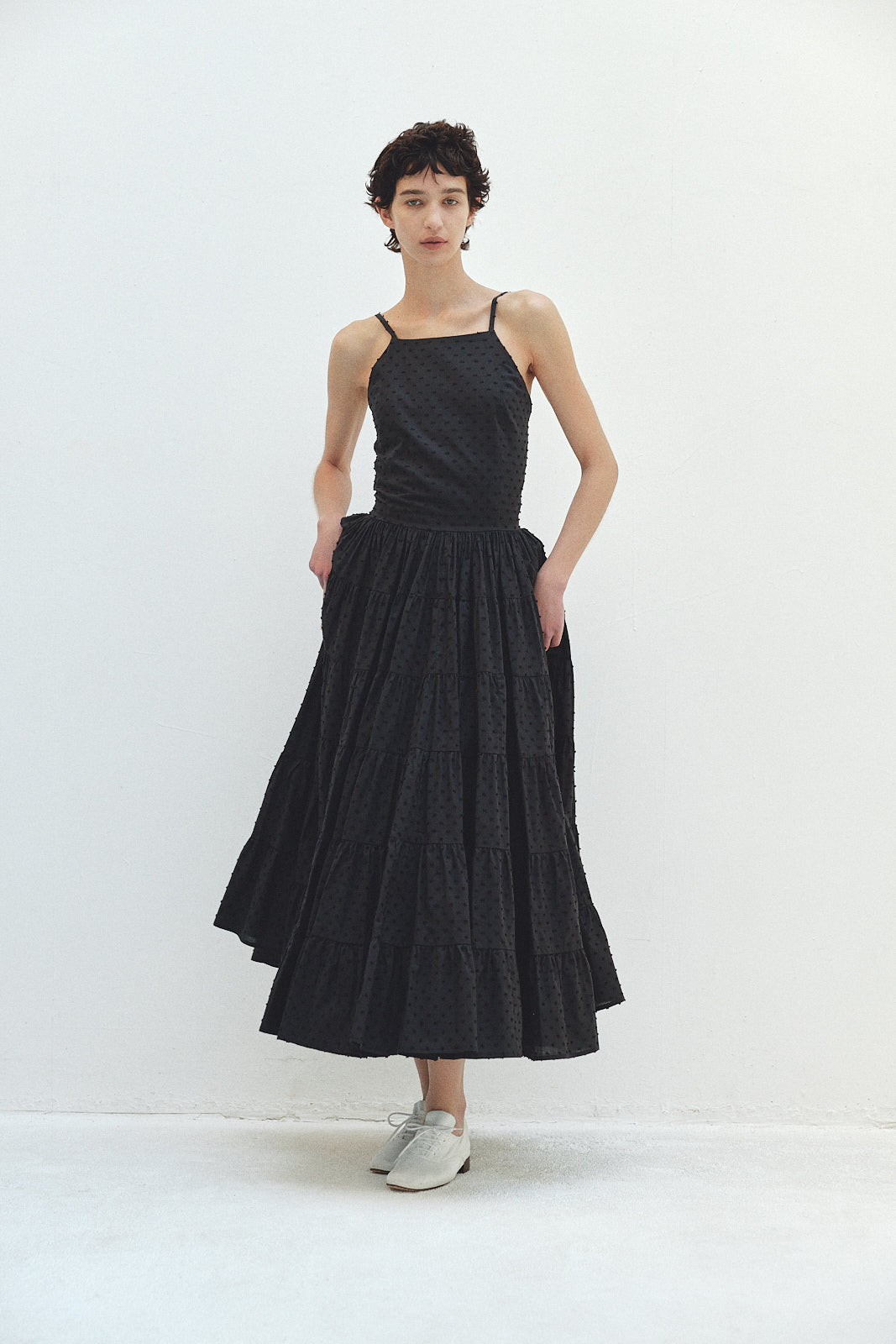 Back Open Dot Tiered Dress