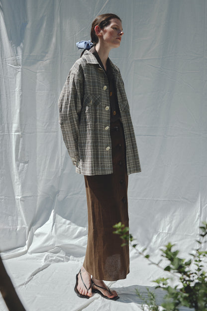 Linen Big Button Skirt