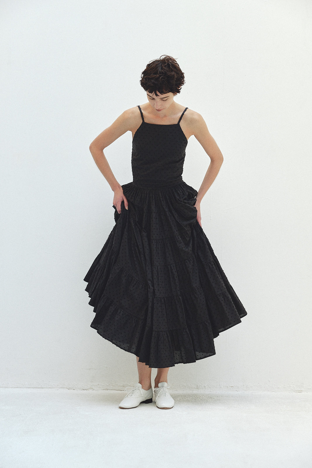 Back Open Dot Tiered Dress