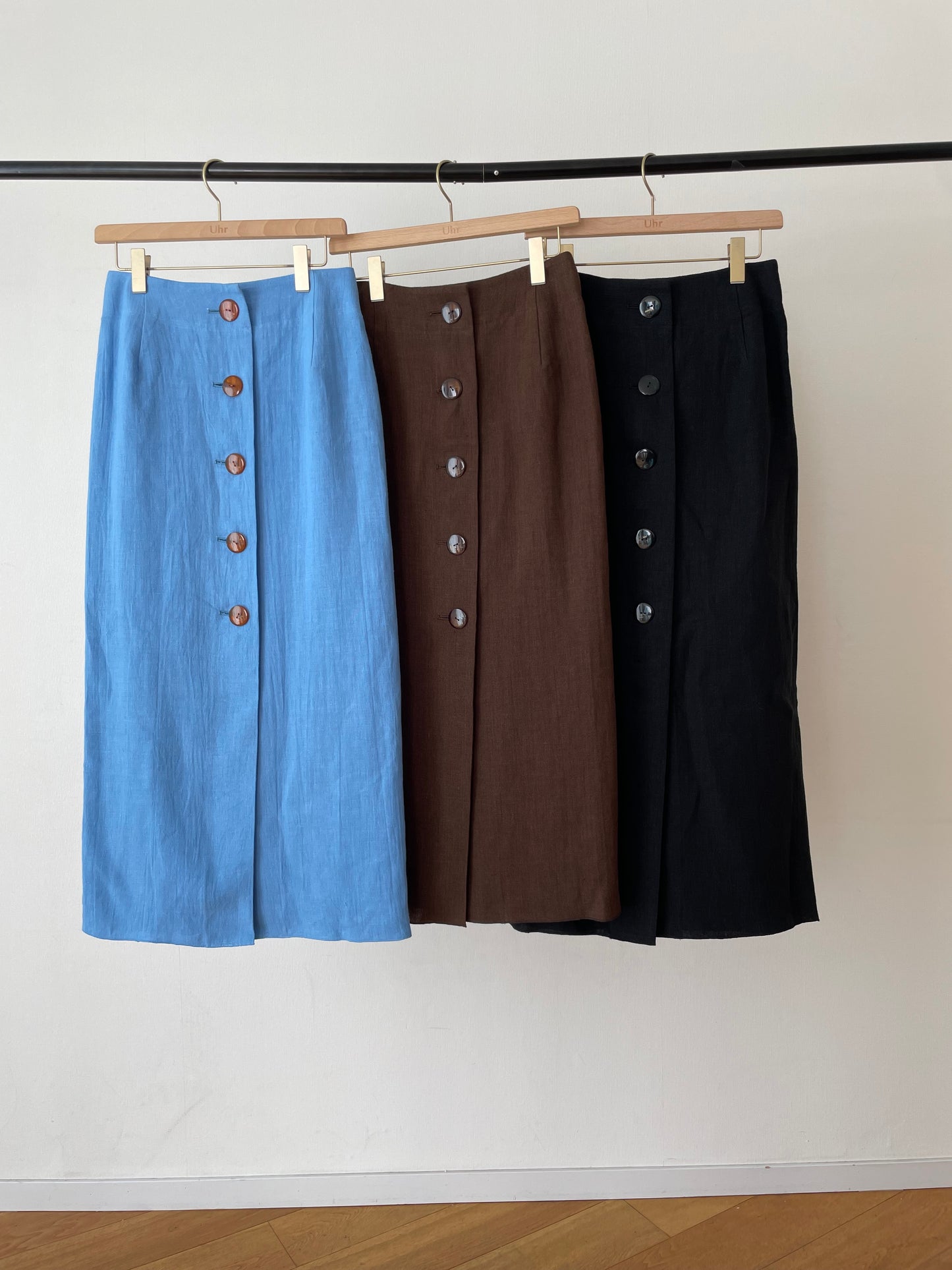 Linen Big Button Skirt