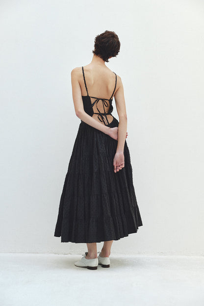 Back Open Dot Tiered Dress