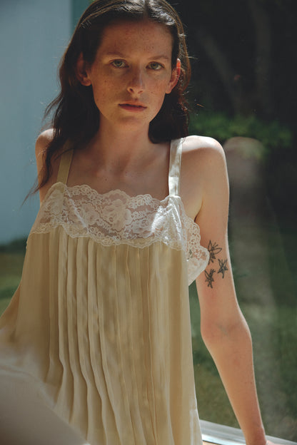 Lace Pin Tuck Dress