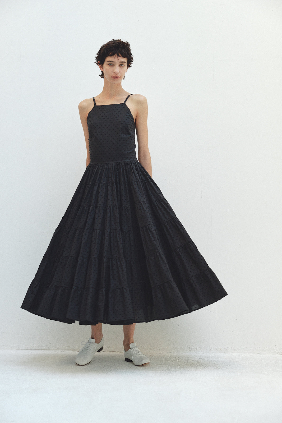 Back Open Dot Tiered Dress