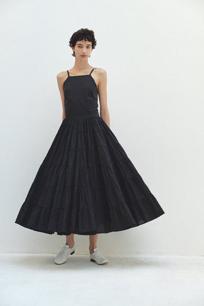 Back Open Dot Tiered Dress