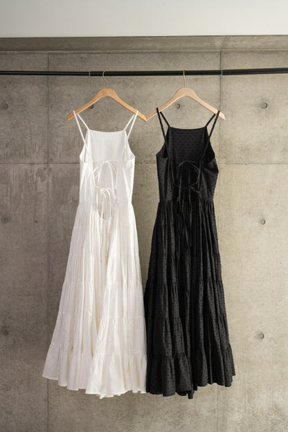 Back Open Dot Tiered Dress
