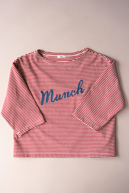 Striped Embroidery Long Tee