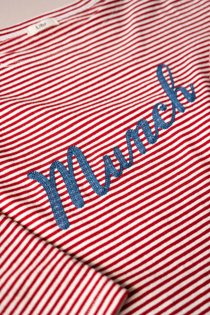 Striped Embroidery Long Tee