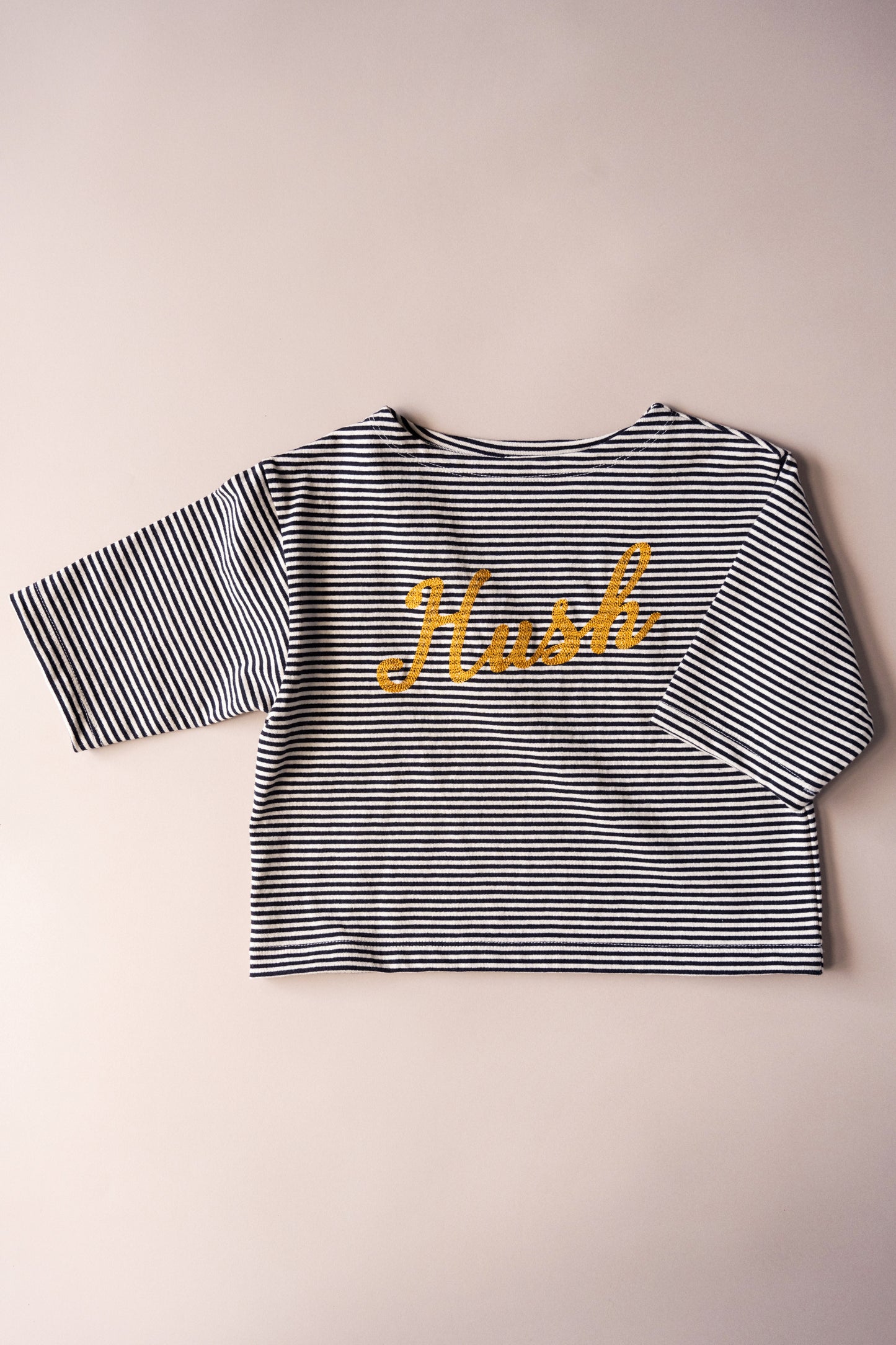 Striped Embroidery Long Tee