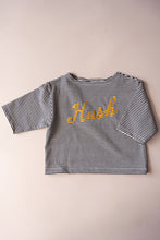 Striped Embroidery Long Tee