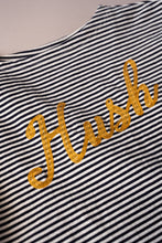 Striped Embroidery Long Tee