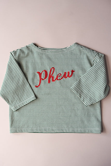 Striped Embroidery Long Tee