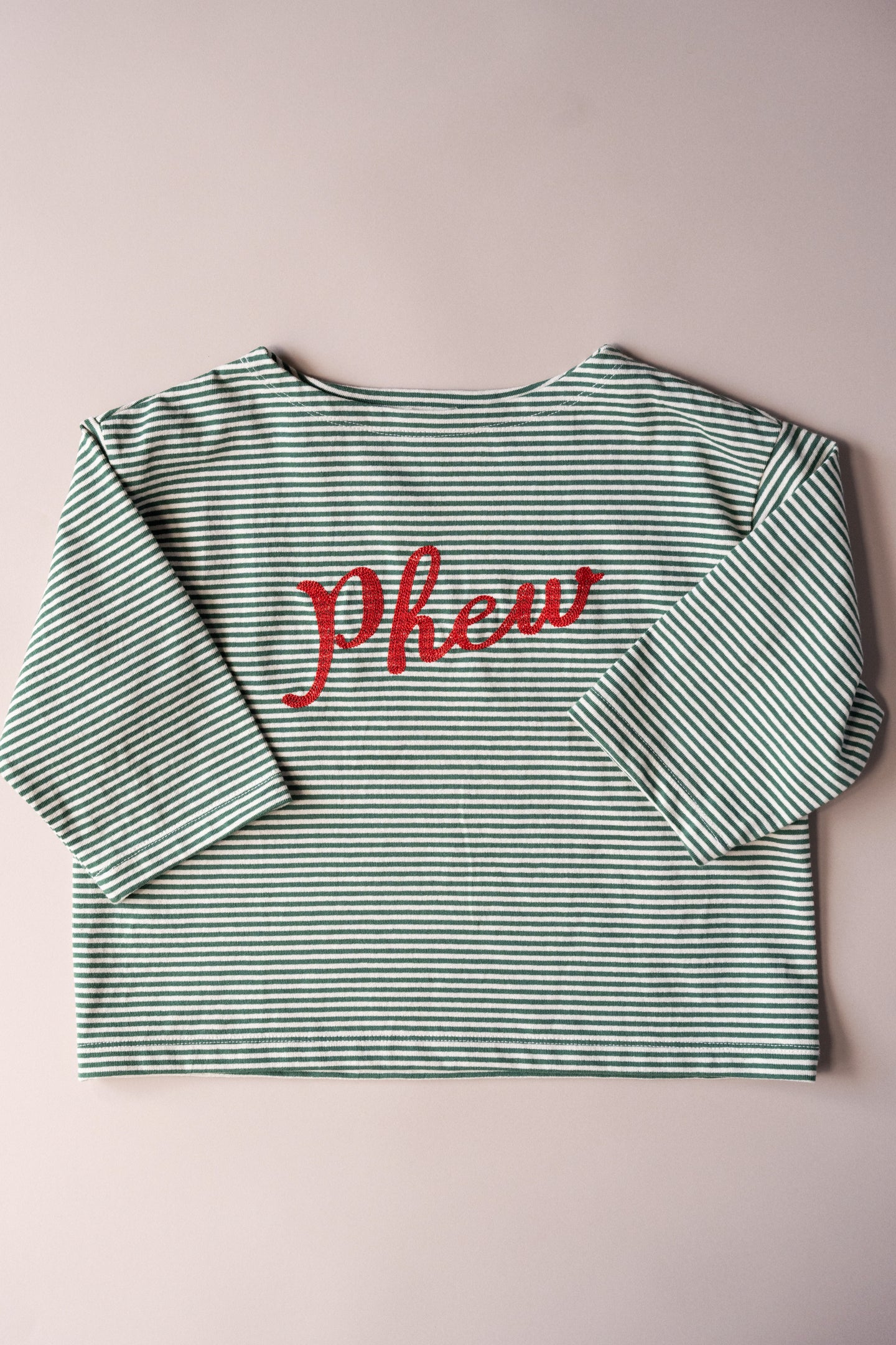 Striped Embroidery Long Tee