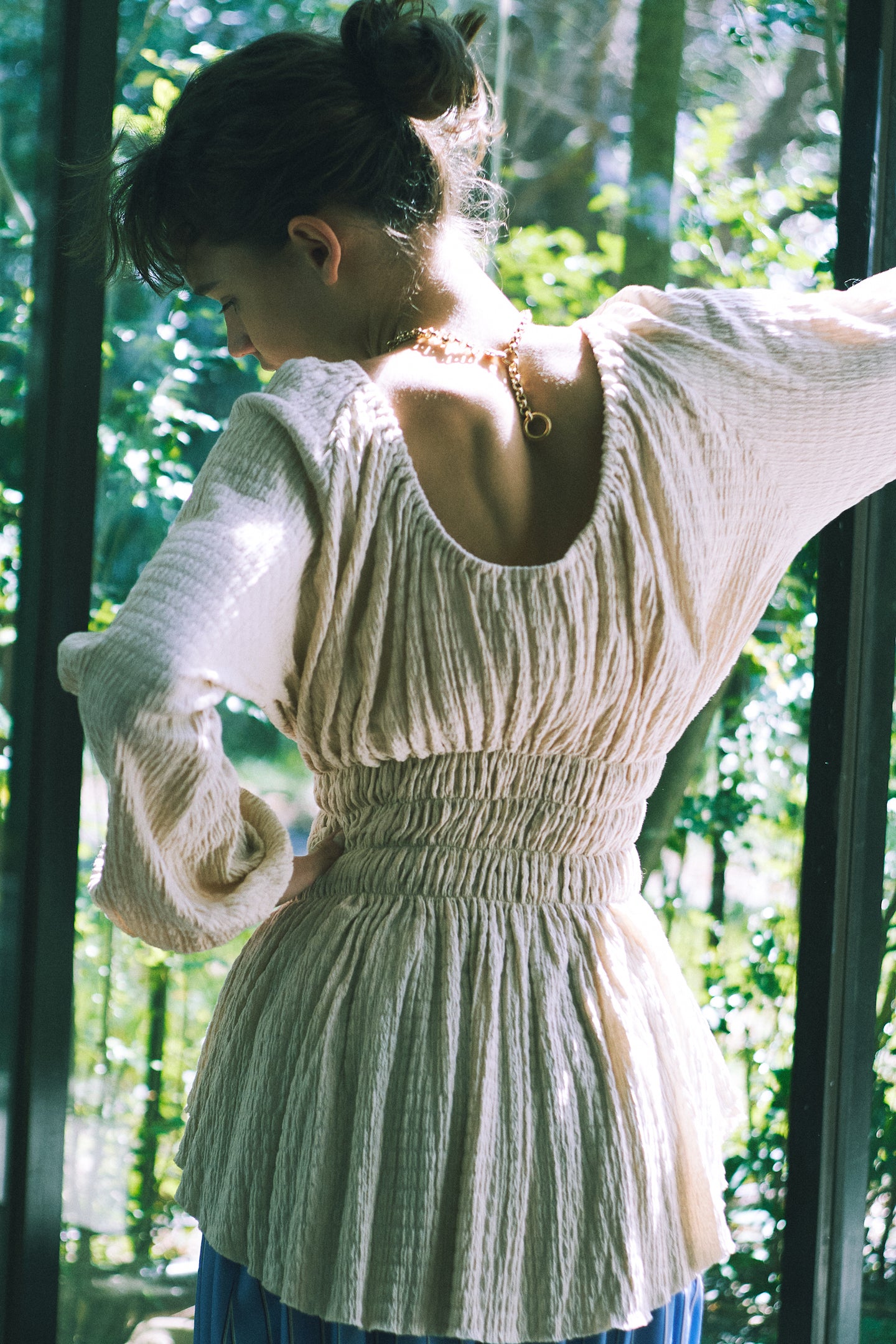 Shirring Jacquard Tunic