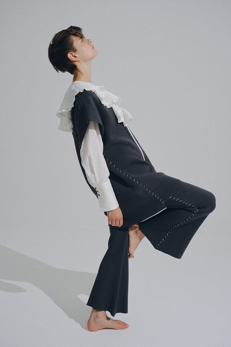 Side Stitch Flare Knit Pants