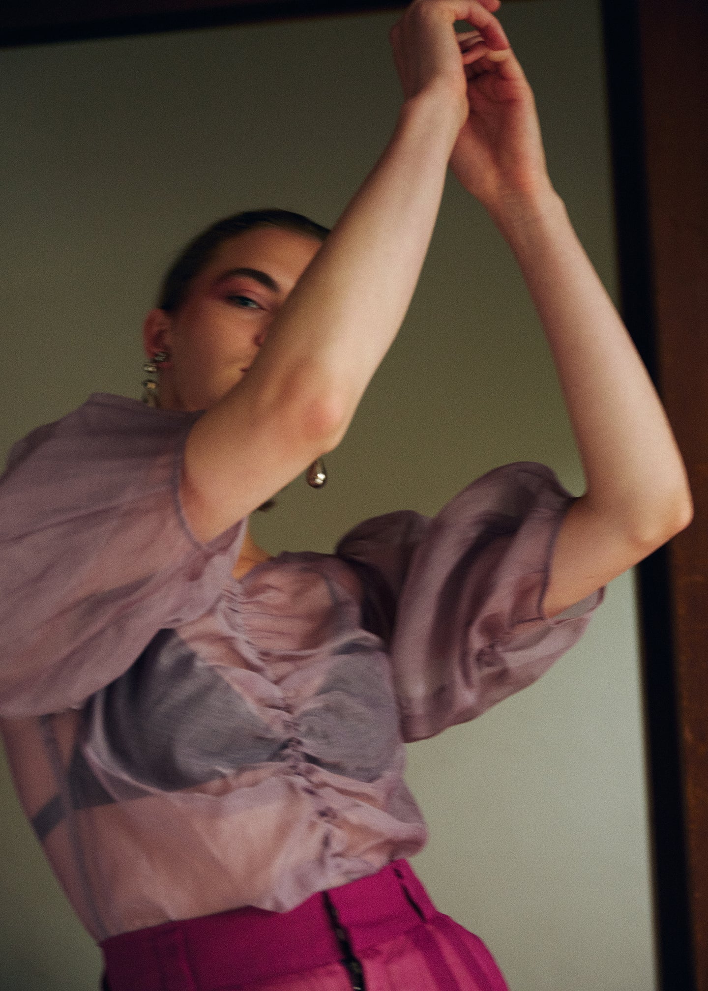 Sheer Gathered Blouse