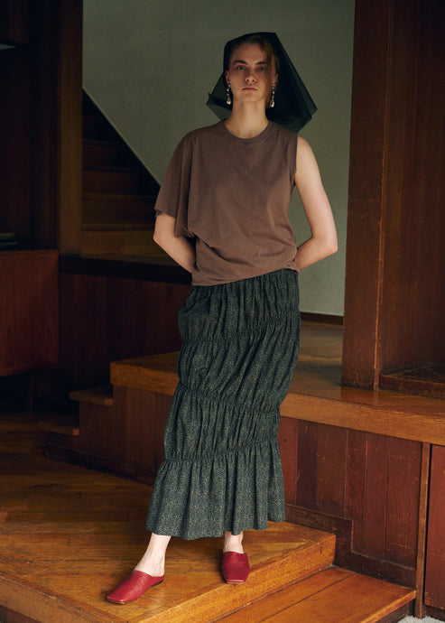 Flower Printed Gathered Skirt