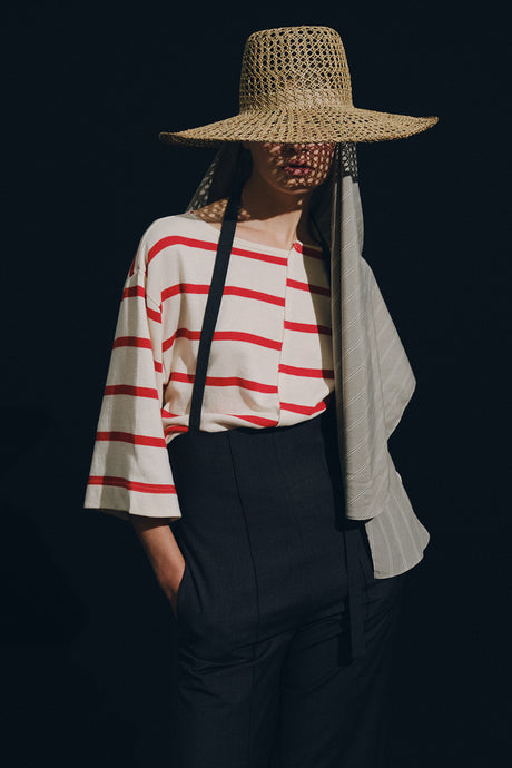 Wide Sleeve Border Long Tee