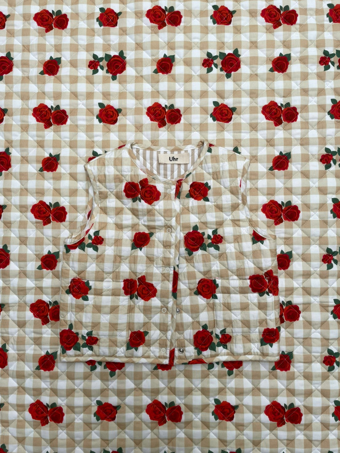 Flower Check Printed Vest