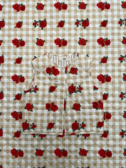 Flower Check Printed Vest